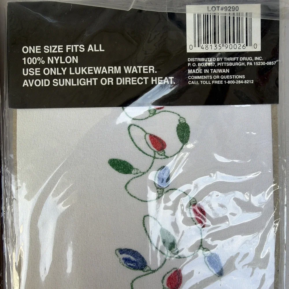 Vintage Holiday Pantyhose Lot of 2 Christmas Bows Lights Nylon OSFA NOS